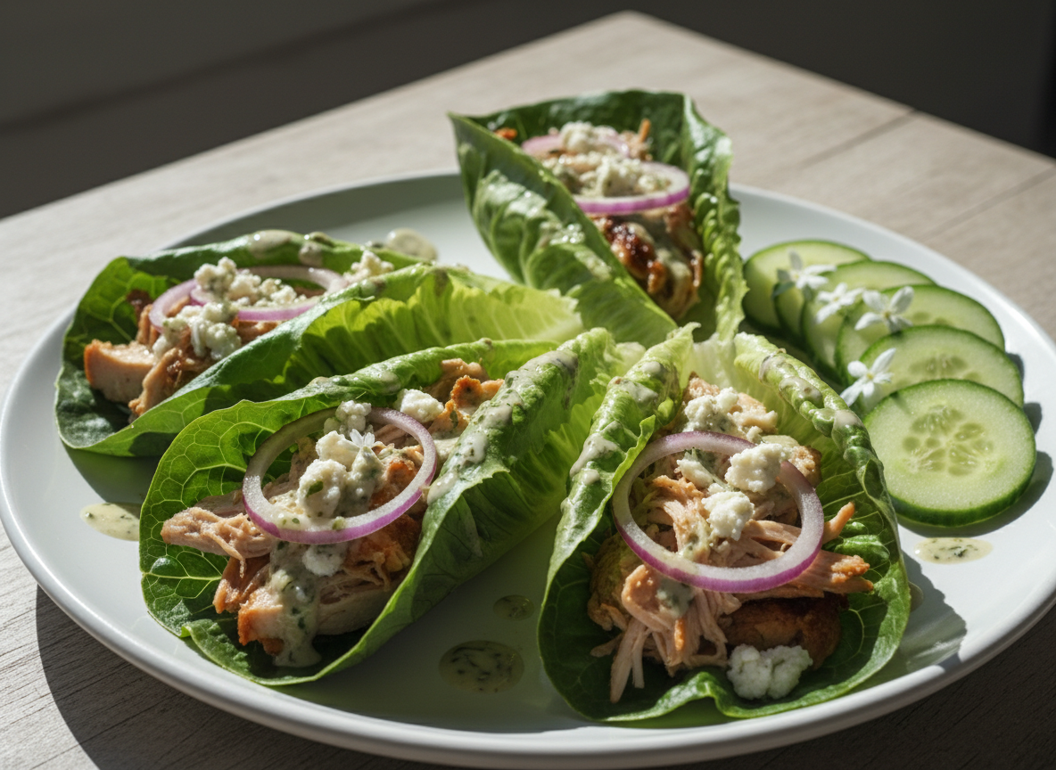 Ground turkey lettuce wraps on a plate