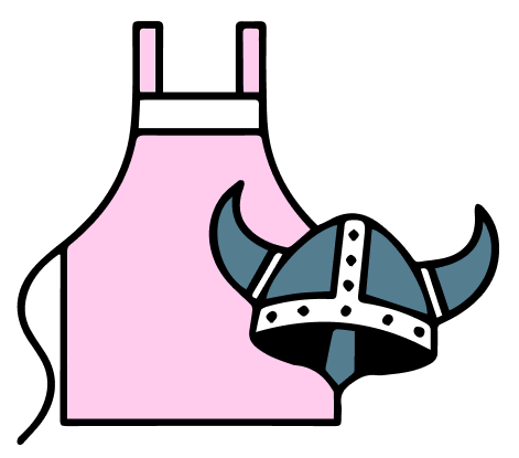 Slim Diet Era logo — horned helmet over a pink apron